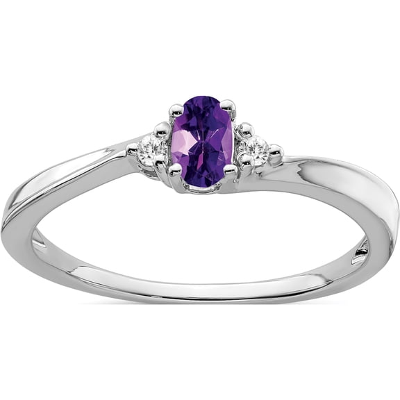 14K White Gold Amethyst And Diamond Ringsize 7 (Width 1.3 To 2.1) - Jbsp