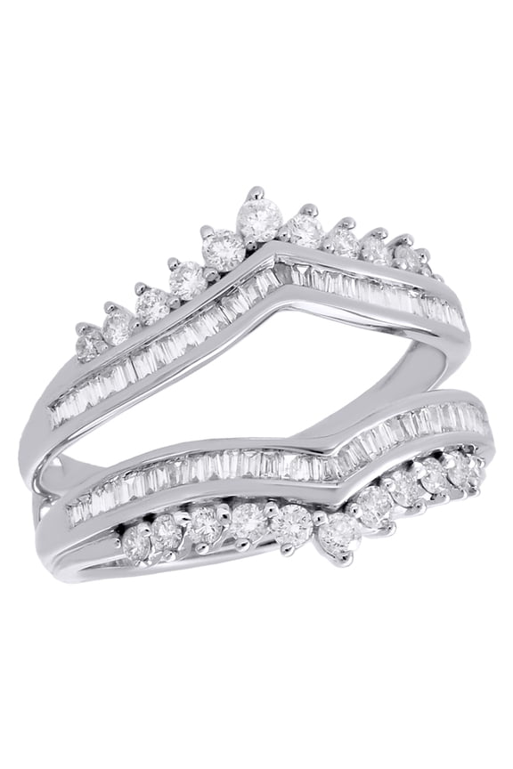14K White Gold Baguette Diamond Enhancer Wrap Jacket Contour Wedding Ring 3/4 CT
