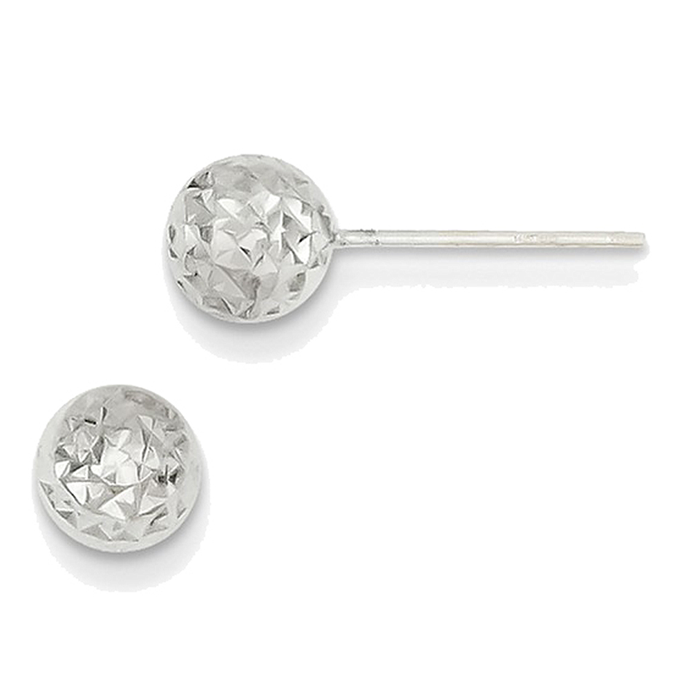 14K White Gold Ball Stud Earrings