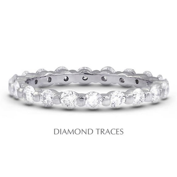 14K White Gold Bar Setting 1.20 Carat Total Natural Diamonds Classic Eternity Ring