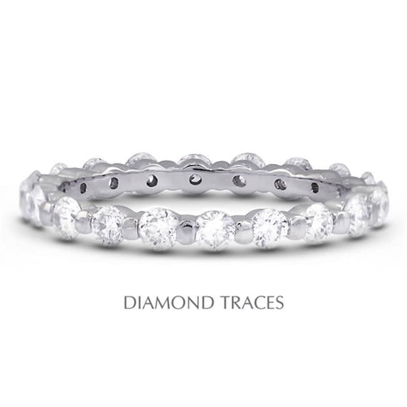 14K White Gold Bar Setting 1.34 Carat Total Natural Diamonds Classic Eternity Ring - White Gold