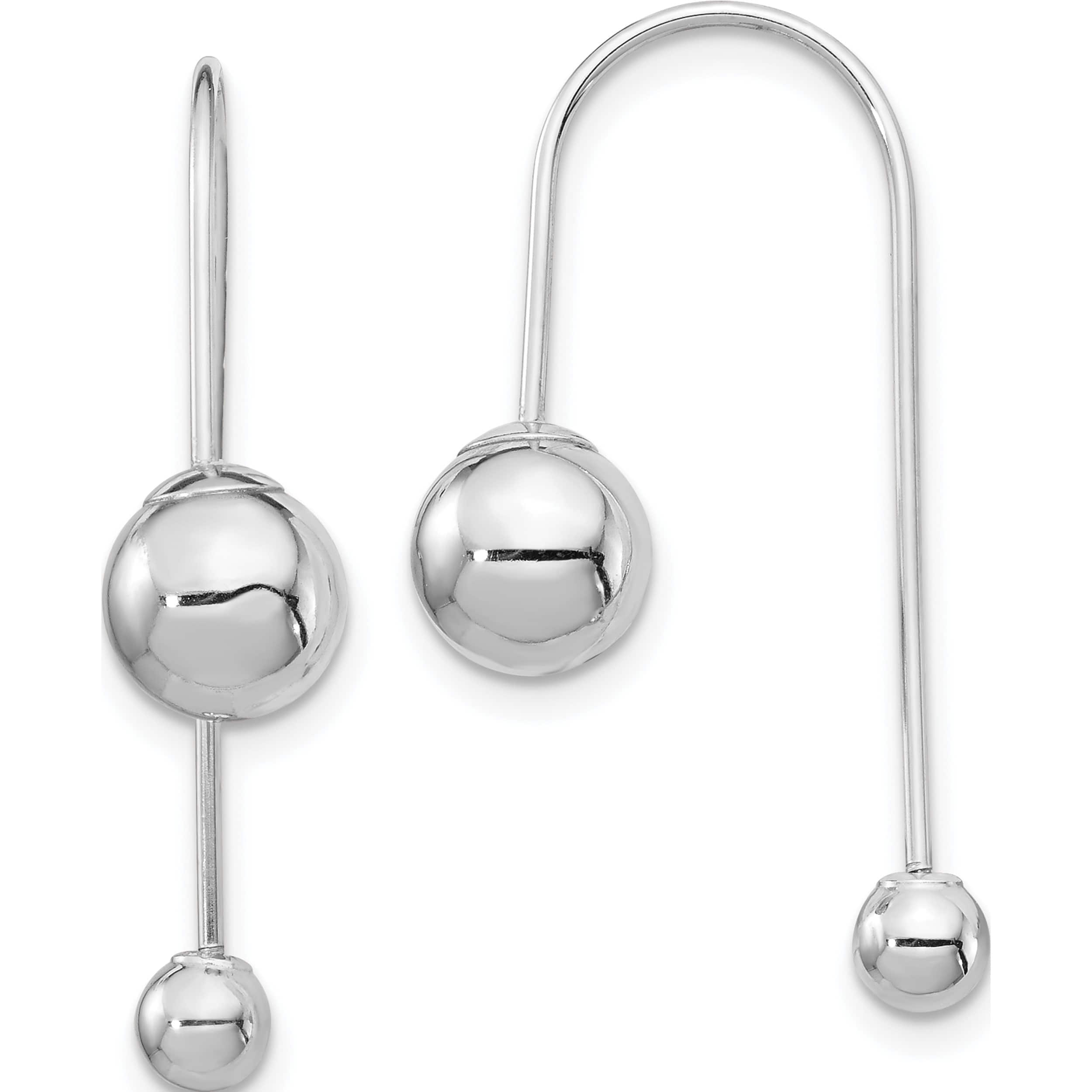 14K White Gold Bead With Screw End Threader Earrings Made In United States ye1896