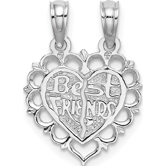 Jewelry by Sweet Pea 14K White Gold Best Friend/Friends Forever 2-Piece Break-Apart Heart Charm