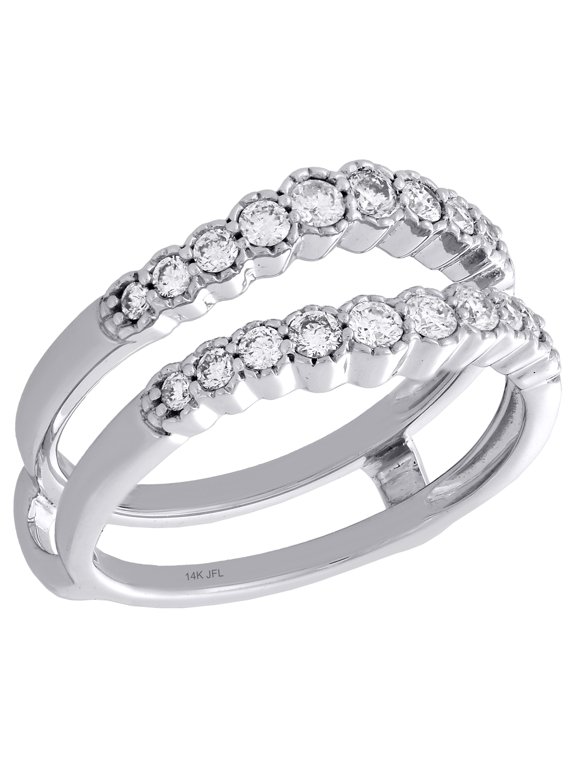 14K White Gold Bezel Set Daimond Contour Enhancer Jacket Wedding Ring 0.50 Ct.