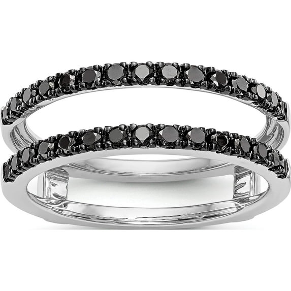 14K White Gold Black Diamond Guard (Size 7) Made In India rm3126b-bk-051-waa