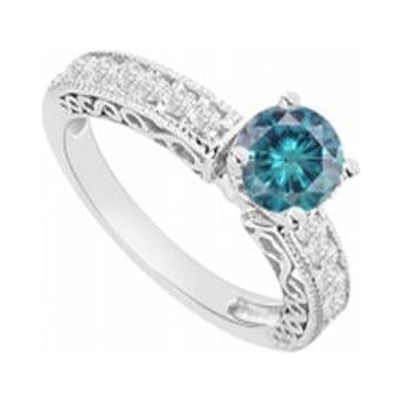 14K White Gold Blue Diamond Engagement Ring, 1.00 CT - Size 9.5