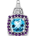 thumbnail image 1 of 14K White Gold Blue Topaz/Amethyst/Diamond Pendant (Width 11.3) (Length 18.7) - Jbsp, 1 of 5
