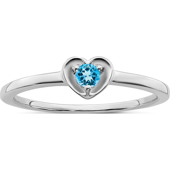 14K White Gold Blue Topaz Heart Ringsize 7 - Jbsp