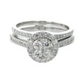 thumbnail image 1 of 14K White Gold Bridal Set Halo Style Engagement Ring Set 1.00ctw Round Cluster Center, 1 of 3