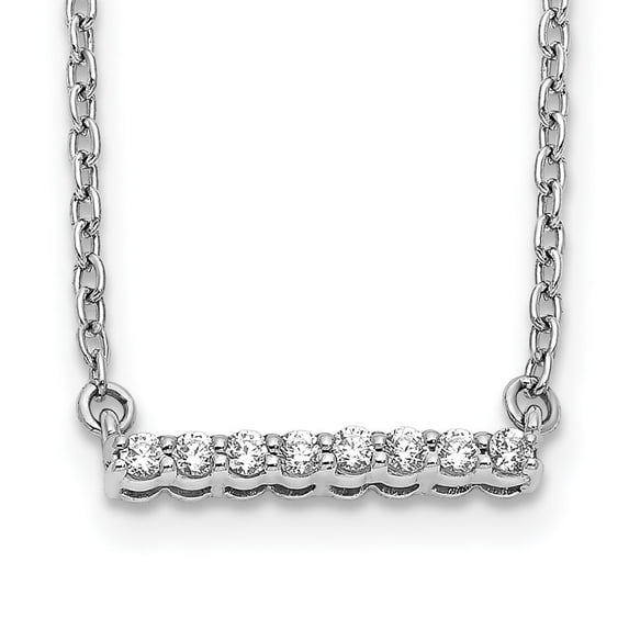 14K White Gold Cable Diamond Necklace Chain Bar 18 inch 2 mm