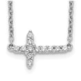 thumbnail image 1 of 14K White Gold Cable Diamond Necklace Chain Sideways Cross 18in 18 inch 12 mm, 1 of 3