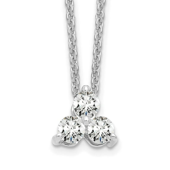 14K White Gold Cable Diamond Necklace Chain True Origin 1/4 carat Lab Grown VS/SI D E F 3 Stone 18 inch