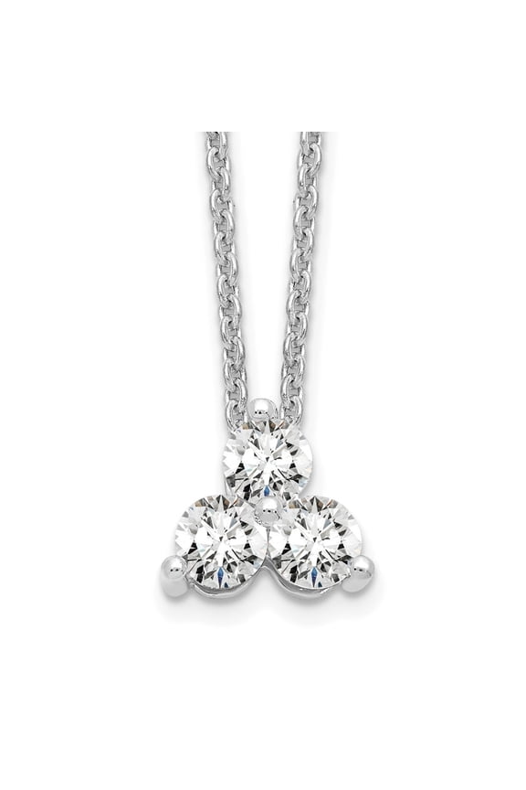 14K White Gold Cable Diamond Necklace Chain True Origin 3/8 carat Lab Grown VS/SI D E F 3 Stone 18 inch 7 mm