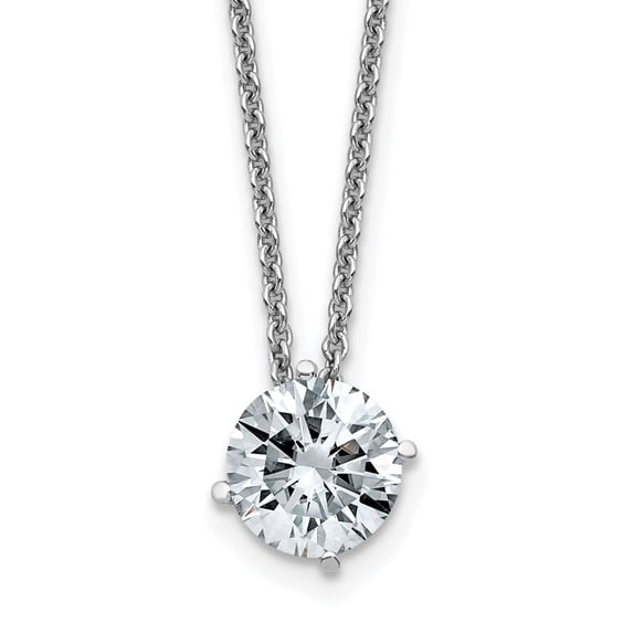 14K White Gold Cable Necklace with Pendants Chain 1ct. 6.5mm Round G H I True Light Moissanite Solitaire 18 inch 7.83 mm