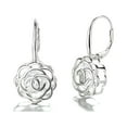 thumbnail image 1 of 14K White Gold Plated Caged with crystals from Swarovski Rose Lever Back Earrings, 1 of 5