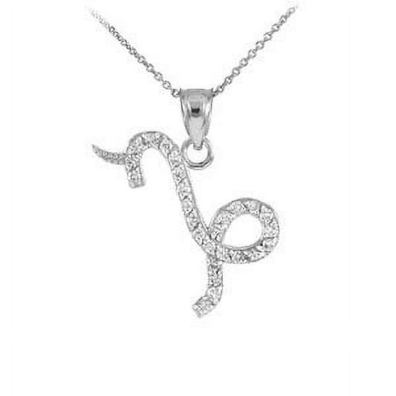 14K White Gold Capicorn Zodiac Sign Diamond Pendant Necklace : 10K Pendant only