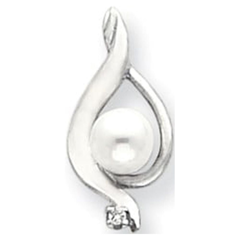 GEMAPEX 14K White Gold Charm Pendant 20 mm 10 Pearl Mounting