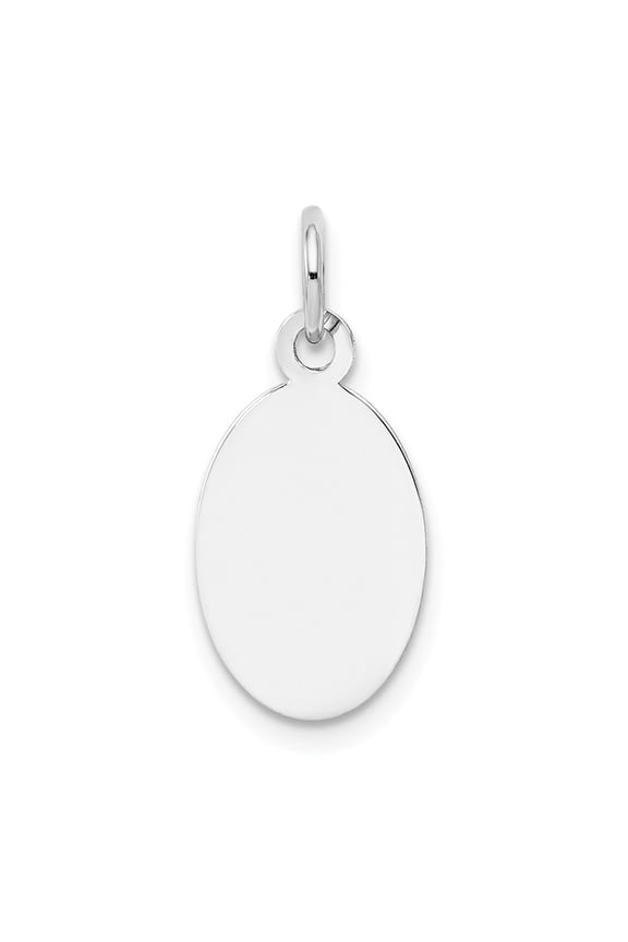 14K White Gold Charm Pendant 20 mm 9 Plain .018 Gauge Oval Engravable Disc