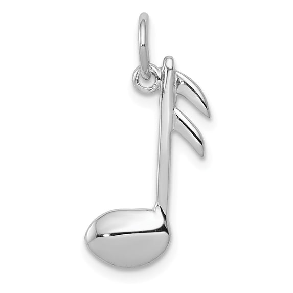 14K White Gold Charm Pendant 21 mm 10 Polished Flat-Backed Musical Note
