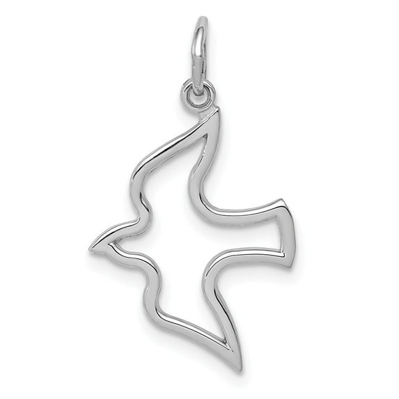 14K White Gold Charm Pendant 25 mm 15 Dove