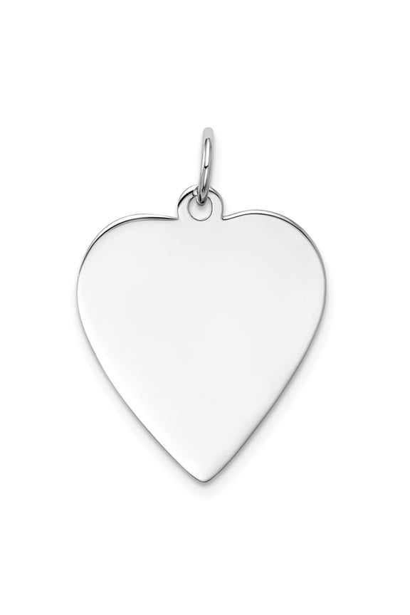 14K White Gold Charm Pendant 27 mm 21 Plain .018 Gauge Engravable Heart