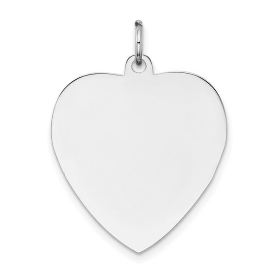 14K White Gold Charm Pendant 27 mm 21 Plain .027 Gauge Engravable Heart