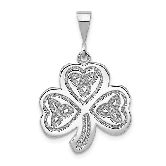 14K White Gold Charm Pendant 30 mm 20 Wg Trinity Clover