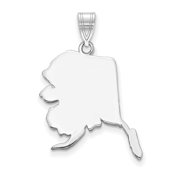 14K White Gold Charm Pendant Alaska Ak State Bail Only