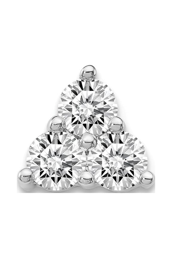 14K White Gold Charm Pendant Diamond, Lab Grown Diamond Si1 Si2, G H I, 3-Stone Triangle