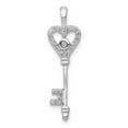 thumbnail image 1 of 14K White Gold Charm Pendant Diamond Round 1 10Ct. Heart Key, 1 of 4