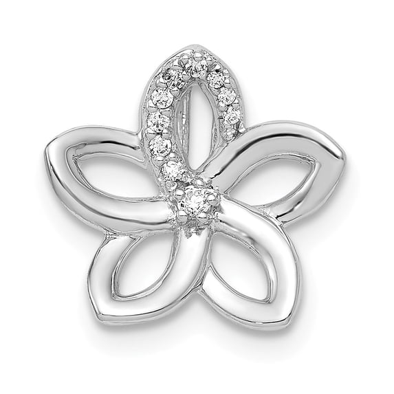 14K White Gold Charm Pendant Diamond Round 1 20Ct. Flower Chain Slide