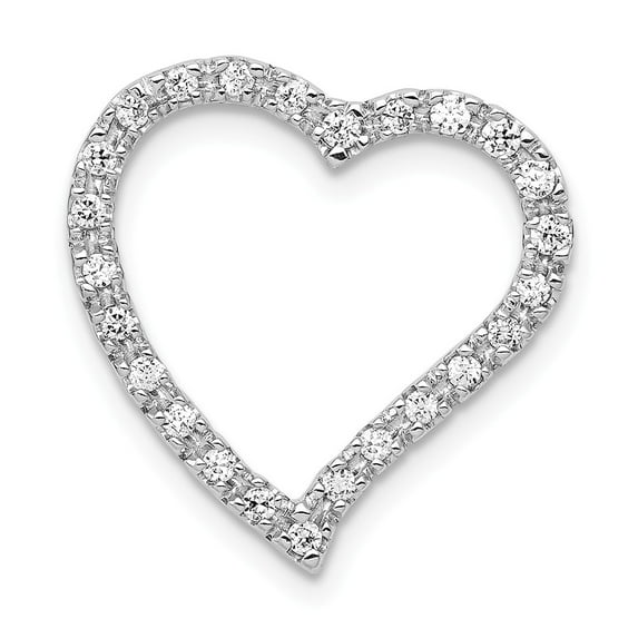 14K White Gold Charm Pendant Diamond Round 1 5Ct. Curved Heart Chain Slide