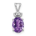 thumbnail image 1 of 14K White Gold Charm Pendant Diamond Round Amethyst Oval Purple 16 mm 6, 1 of 4
