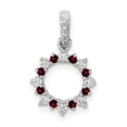 thumbnail image 1 of 14K White Gold Charm Pendant Diamond Round Garnet Red, 1 of 2