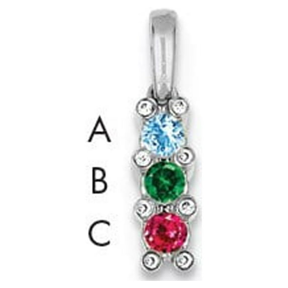 14K White Gold Charm Pendant Mother'S & Family Personalized Semi Mount Diamond Center Stone Mounting 18 mm 4