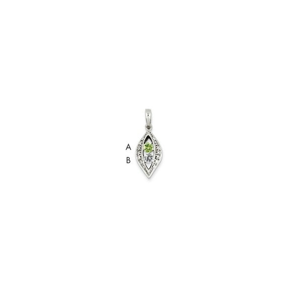 14K White Gold Charm Pendant Mother'S & Family Personalized Semi Mount Diamond Center Stone Mounting 21 mm 8
