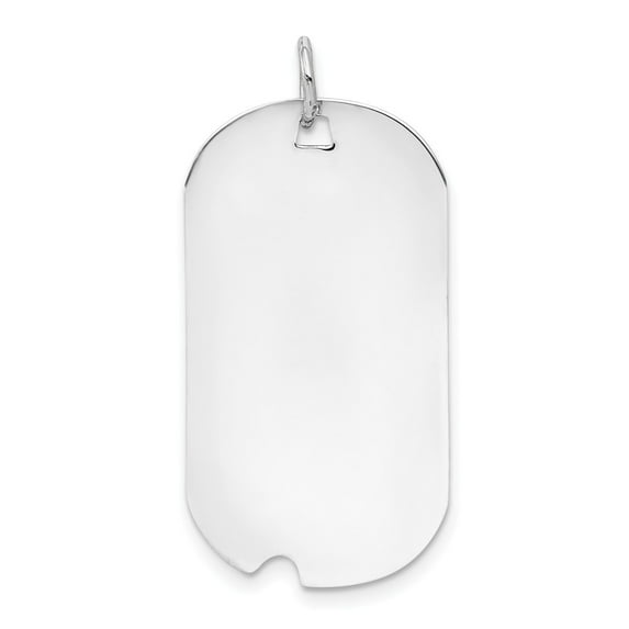 14K White Gold Charm Pendant Notched 33 mm 16 Plain .013 Gauge Engravable Dog Tag With Notch Disc