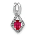 thumbnail image 1 of 14K White Gold Charm Pendant Ruby Oval Red Diamond Round, 1 of 4