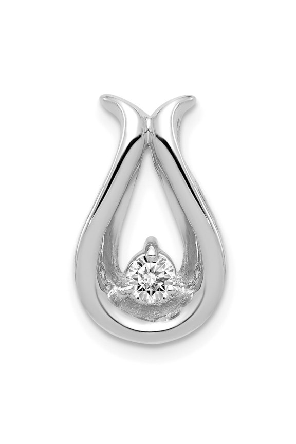 14K White Gold Charm Pendant Slide Center Stone Mounting 19 mm 12