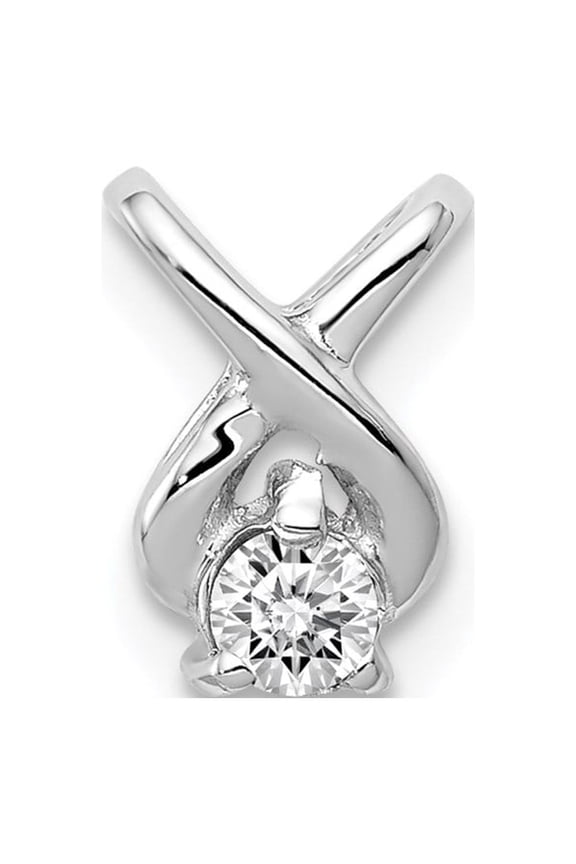 14K White Gold Charm Pendant Slide Center Stone Mounting 9 mm 6
