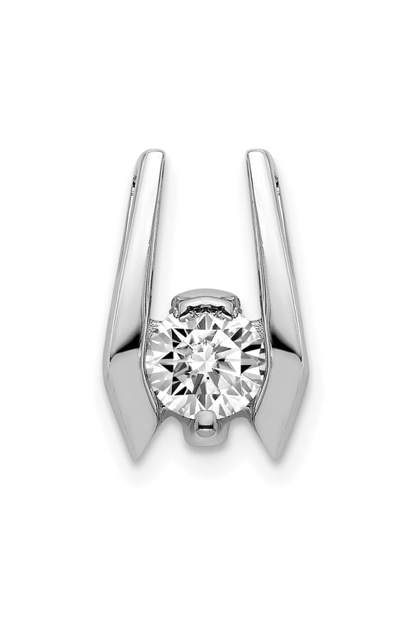 14K White Gold Charm Pendant Slide Only Center Stone 13 mm 8