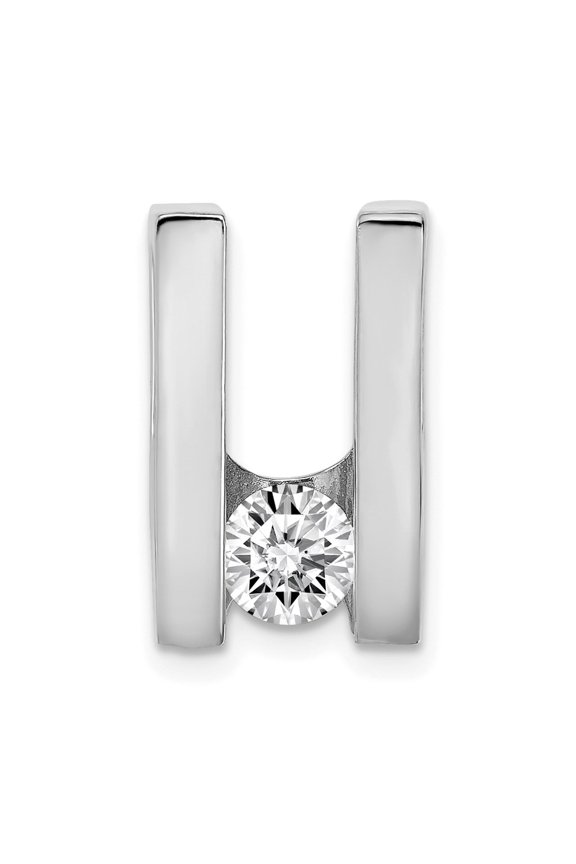 14K White Gold Charm Pendant Slide Only Center Stone 18 mm 10