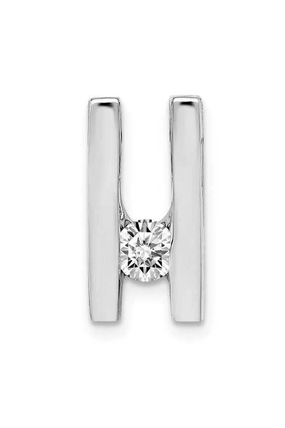 14K White Gold Charm Pendant Slide Only Center Stone 18 mm 9