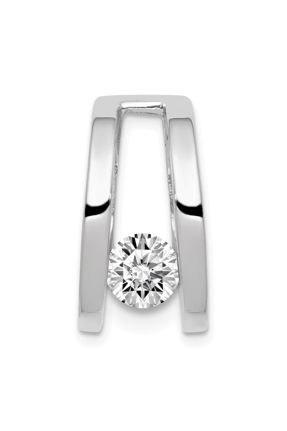 14K White Gold Charm Pendant Slide Only Center Stone 20 mm 11