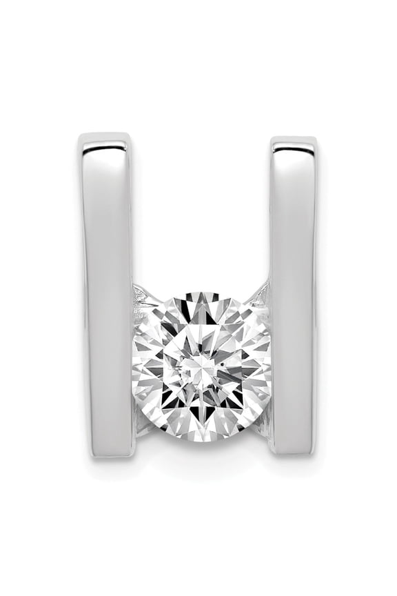 14K White Gold Charm Pendant Slide Only Center Stone 20 mm 13