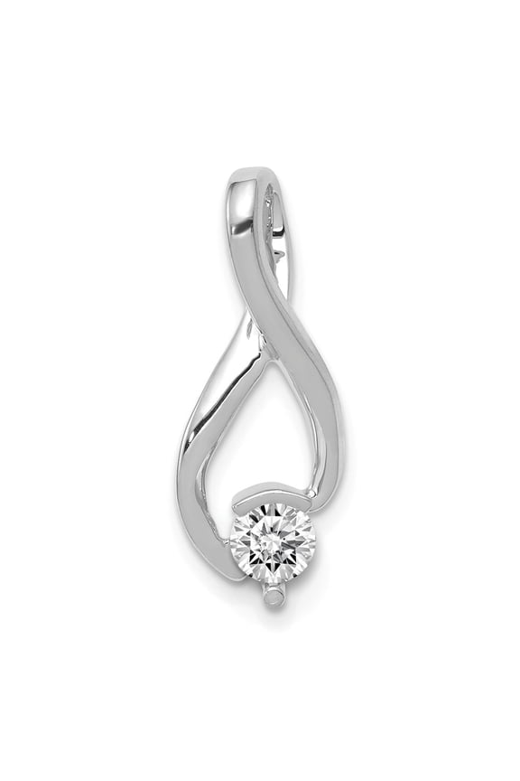 14K White Gold Charm Pendant Slide Only Center Stone 22 mm 9