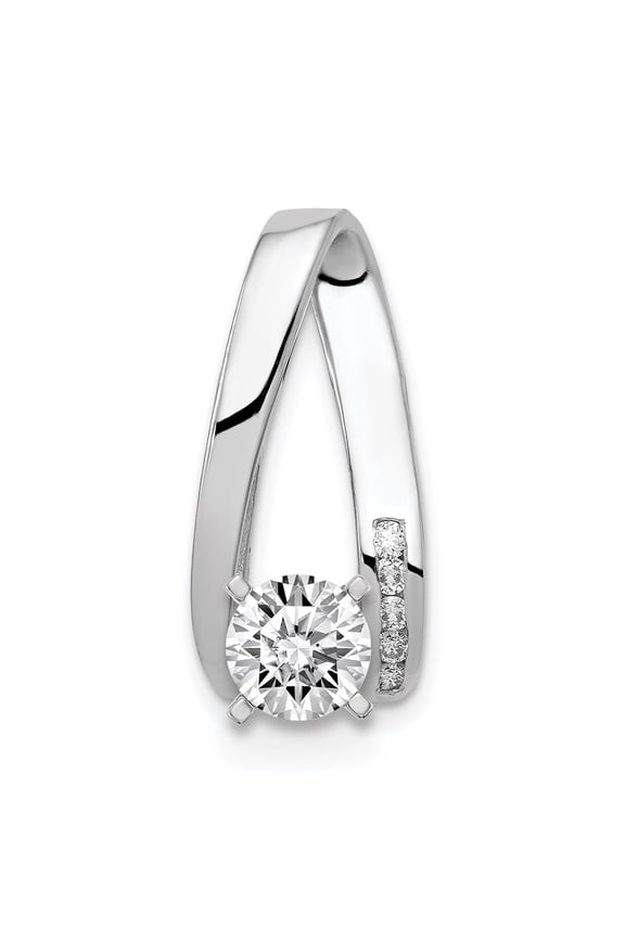 14K White Gold Charm Pendant Slide Only Center Stone 25 mm 11