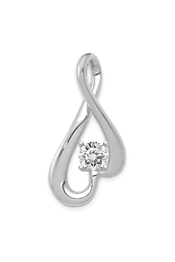 14K White Gold Charm Pendant Slide Only Center Stone 32 mm 16