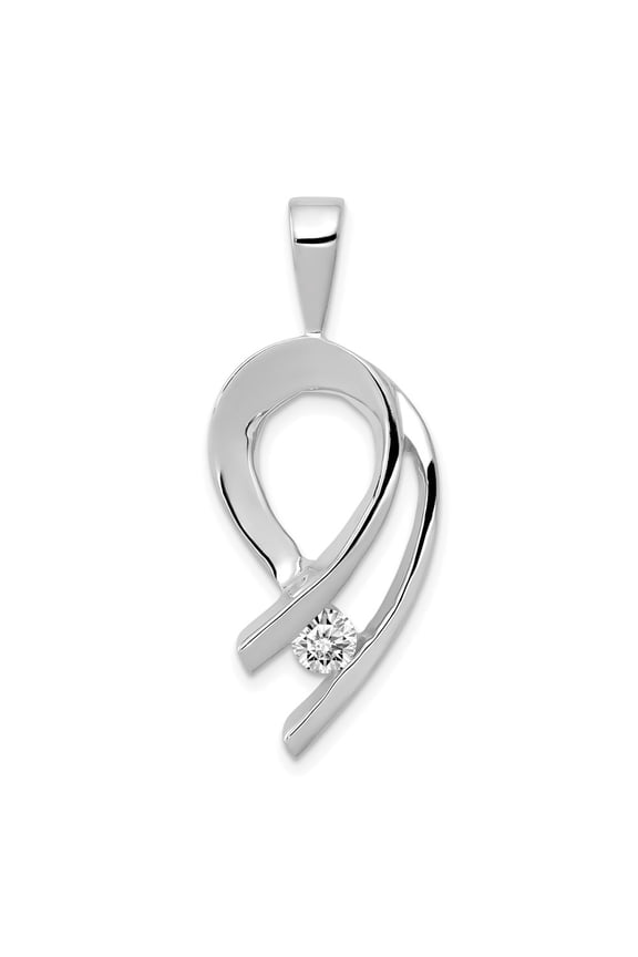 14K White Gold Charm Pendant Slide Only Center Stone 32 mm 17