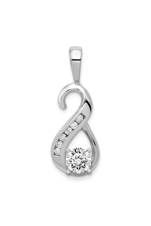 14K White Gold Charm Pendant Slide Only Center Stone 34 mm 13